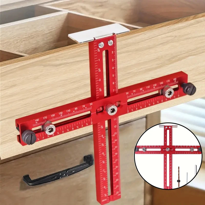 

Cabinet Hardware Jig, Adjustable Cabinet Handle Template Punch Locator Drill Guide for Knobs,Handles Drawer Cabinet Installation