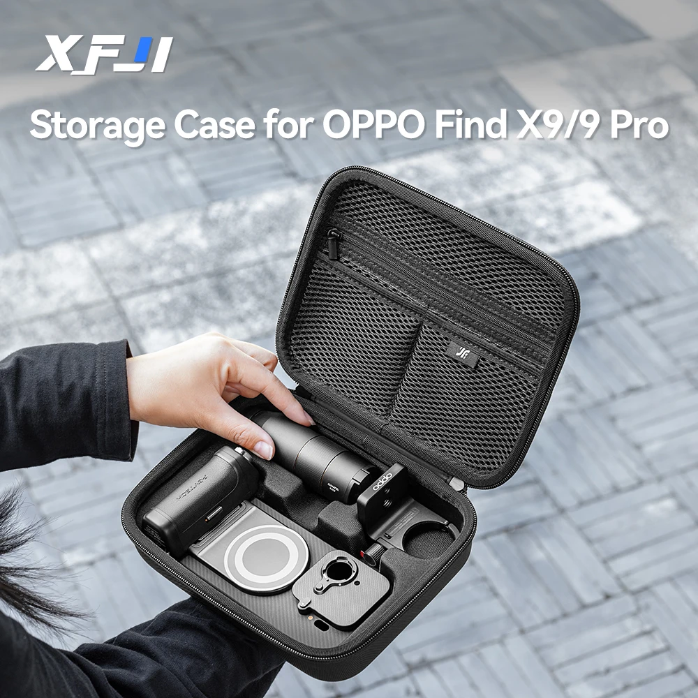 

Сумка для хранения XFJI, чехол из искусственной кожи, устойчивый к падениям, твердый корпус, сумка для OPPO Find X9/9 Pro, комплект для фотографа, аксессуары