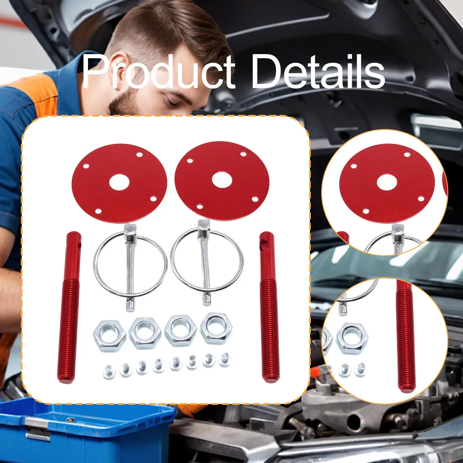 

Car Hood Pin Lock Replacement Accessory Sturdy for Race Sport Cars Hood Pin Plate Lock Aluminum Alloy Hardware for Ford