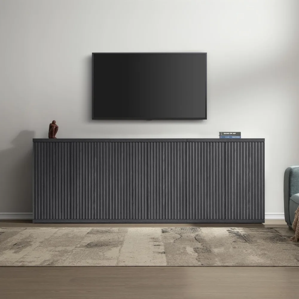 

Buffet Cabinet with Storage Accent Sideboard Modern Credenza with Doors & Shelves Fluted Media Console Mid Century Coffes Bar