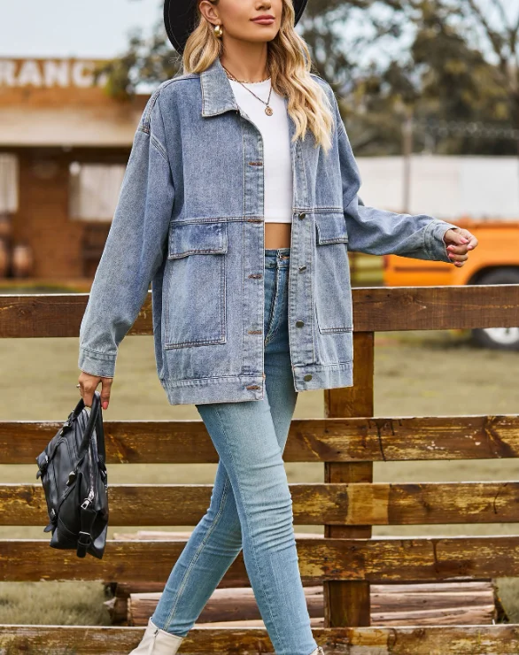 Veste en jean pour femmes, vêtements d'extérieur en Jean à capuche printemps-automne, haut en Denim à manches longues, vestes imprimées léopard, chapeau détachable