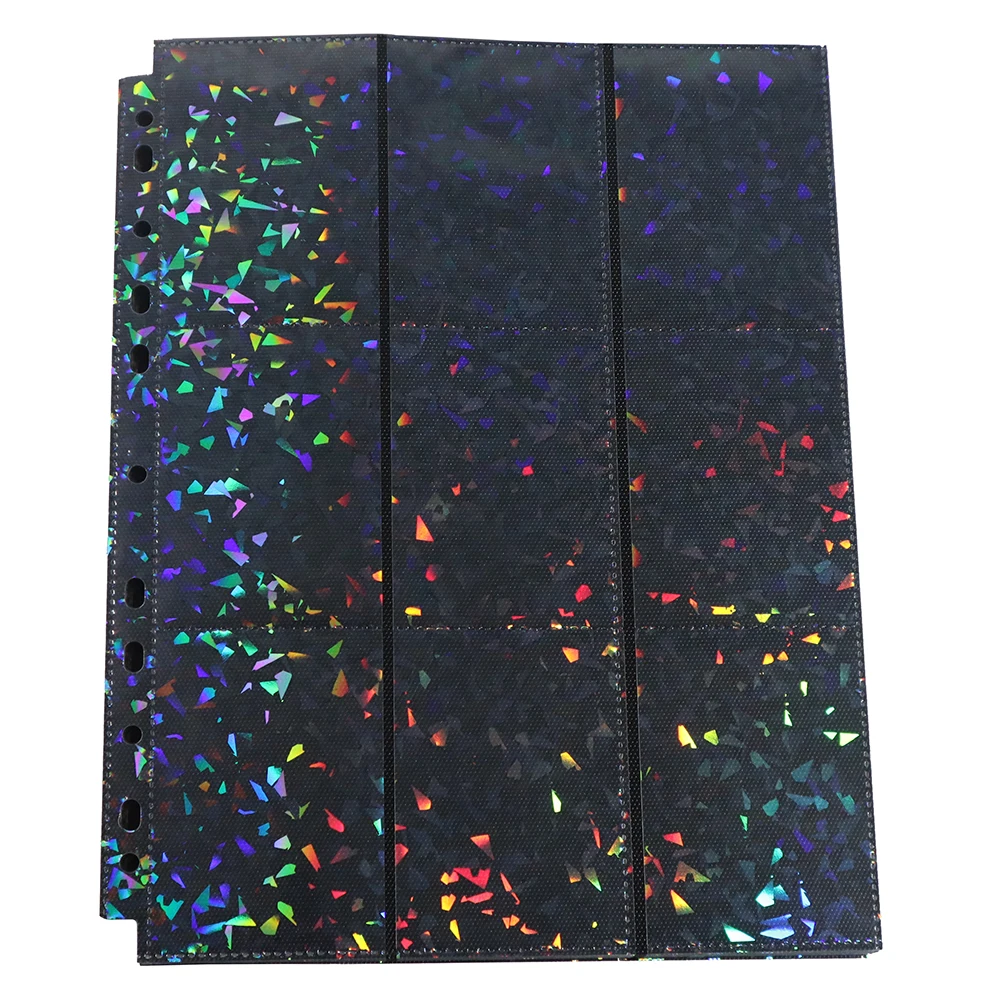 

30PC 18 Pockets Idol KPOP HOLOGRAPHIC FOIL LASER Shinny TCG Sleeve Storage Album Side Insert Card Pages 11 Holes Binder Book