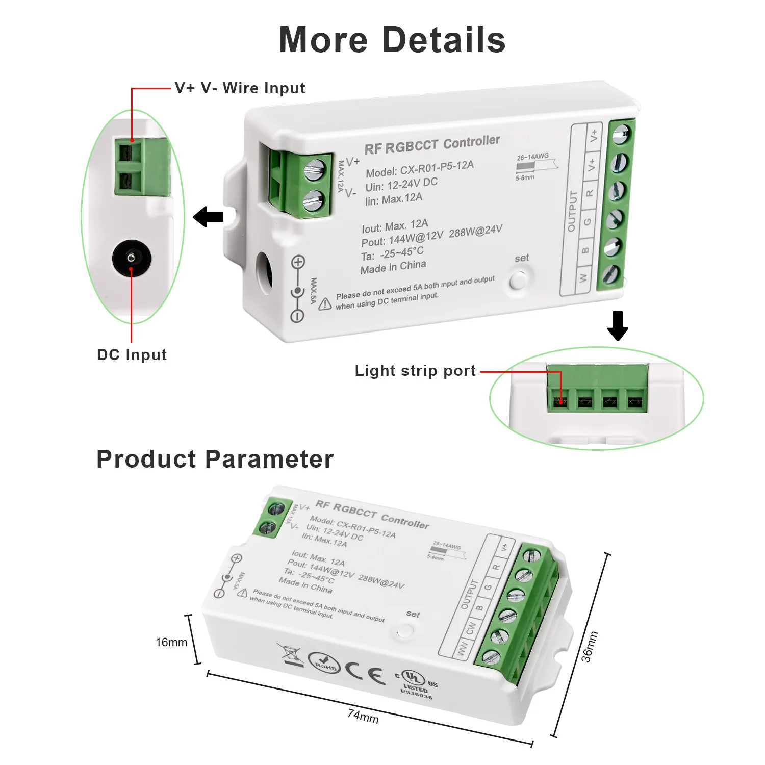 LED Controller 2.4GHz RF Remote DIM CCT RGB RGBW LED Strip Lights Controller 12V-24V Wireless Dimmer COB 2835 5050 LED Lighting