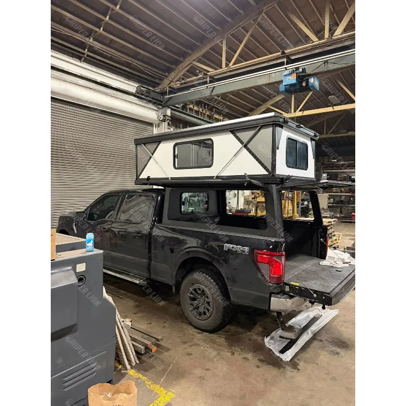 Aluminum hard-shell roof tent slide-out sleeping table 2-3 person bed type pickup truck roof bed frame
