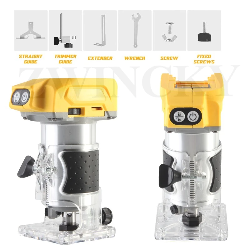 

Brushless Electric Trimmer Woodworking Trimming Machine Wood Router Milling Engraving Slotting Machine For Dewalt 18V Battery