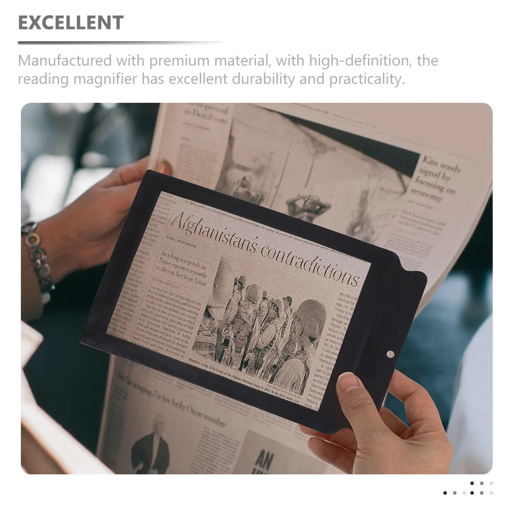 

Handheld Reading Magnifiers Elderly A4 Size PVC Black Lightweight Portable Storage Magnifying Glass Books Newspapers