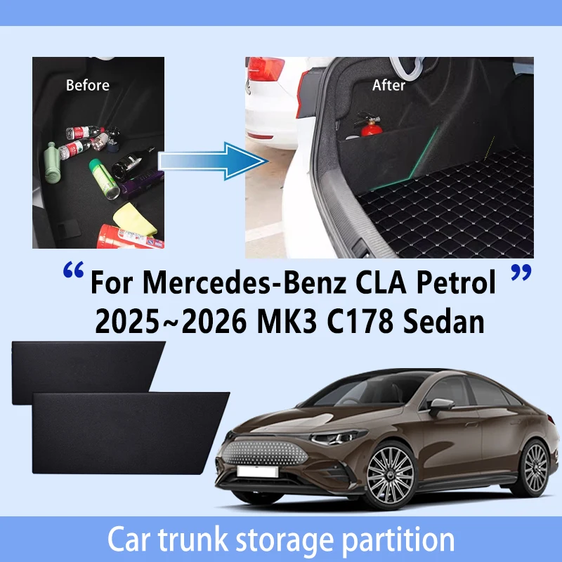 

Car Accessories For Mercedes-Benz CLA 2025~2026 Sedan MK3 C178 Trunk Storage Partition Multifunction Storage Auto Interior Parts
