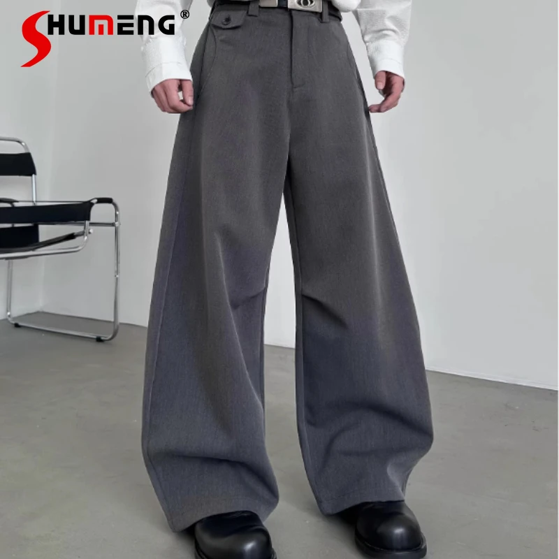 

Мужские брюки-палаццо на весну 2026: Новая модная коллекция, свободные прямые брюки с молнией, однотонные, простые и уникальные