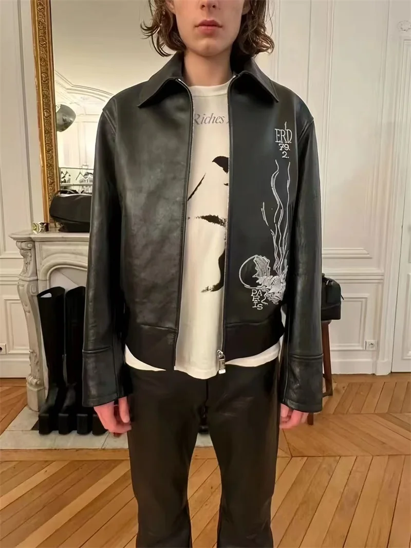 

Кожаный тюнер с тяжелой вышивкой, мужской и женский Mystery Person Sle, повседневный модный осенний сезон, длинная застежка-молния