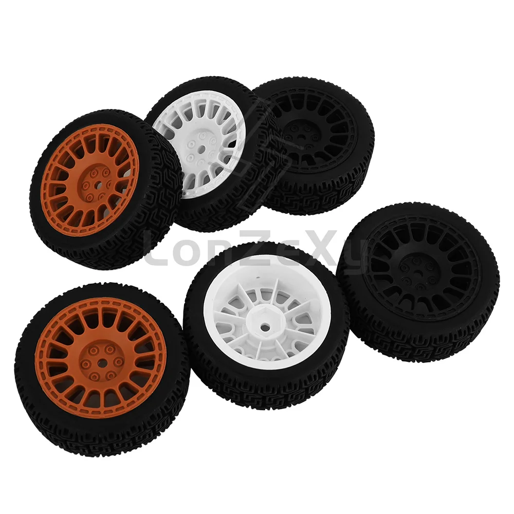 4PCS 70mm 1/10 RC Flat On Road Tires 12mm Hex Multi Color Wheel Rims Rubber Rally Buggy Racing Upgrade Replacement Spare Parts B