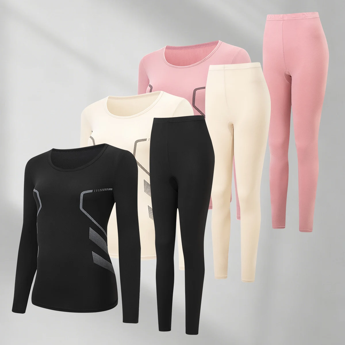 2-piece Autumn And Winter Women's Casual Versatile Warm Underwear Set Sports Running Base Underwear Set Round Neck Base Shirt