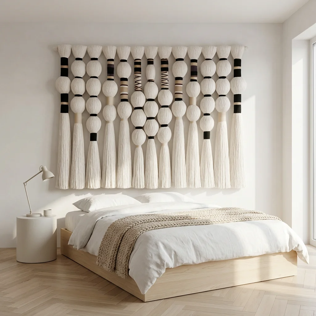 #￥Custom Bohemian Macrame Wall Hanging with Cotton Rope and Wooden Beads Personalized Name Decor for Birthday & Anniversary