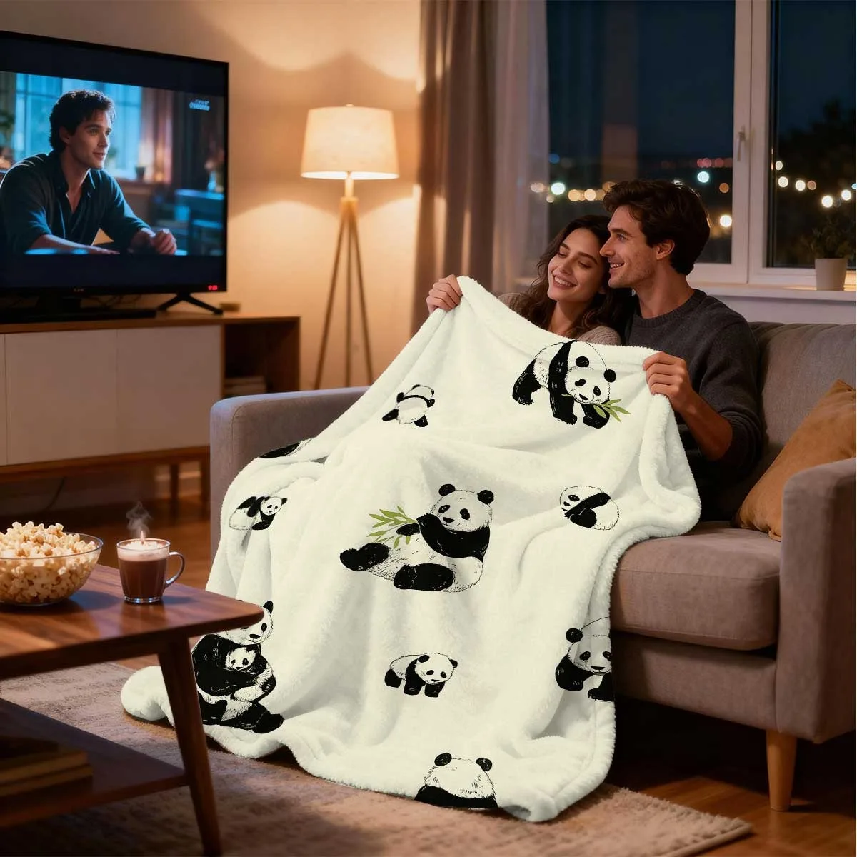 Black White Panda Blanket Bamboo Forest Flannel Fleece Throw Blankets Cozy Sofa Bedspread Aesthetic Room Bedding Home Decor