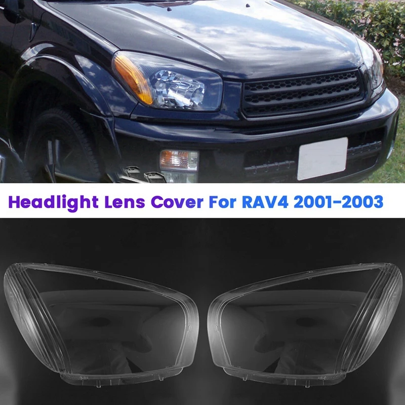 1Pair Car Front Headlight Lens Shell Head Lamp Cover For Toyota Rav4 2001 2002 2003 Headlamp Transparent Lampshade Cover