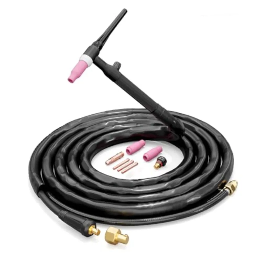 

FEIFANKE TIG Welding Torch, WP-17V Air-Cooled Lift TIG Torch with 10-25mm² Quick Connector, 35-50mm² to 10-25mm² Adapter, 13 FT