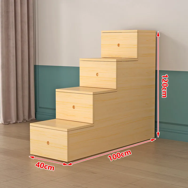 Wooden step cabinet Four-layer drawer locker Household solid wood step cabinet High and low bed Upper and lower