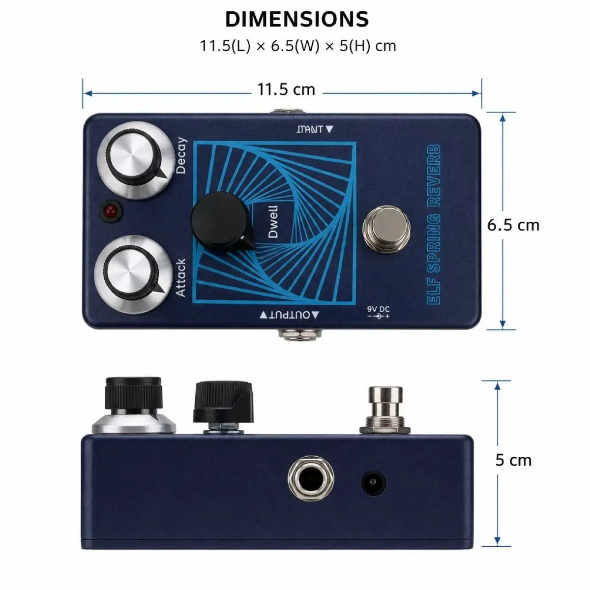Mosky ELF Spring Reverb Guitar Bass Effect Pedal, Creepy Analog Digital Reverb Vintage Voiced Echo True Bypass Mini Pedal view 6