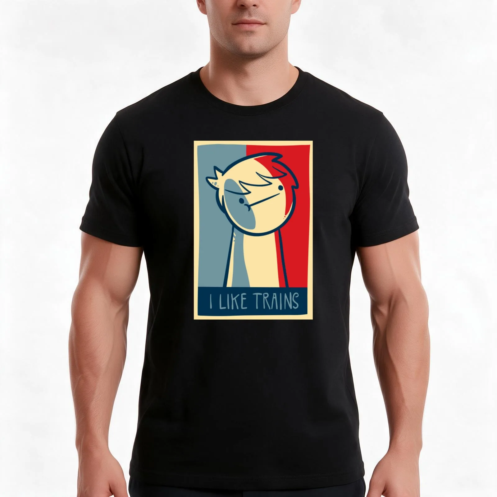 I LIKE TRAINS ASDF MOVIE 1 T-Shirt, Summer Casual Cotton Tee, Oversized Streetwear Tops, Vintage Graphic Print, Unisex Men Women