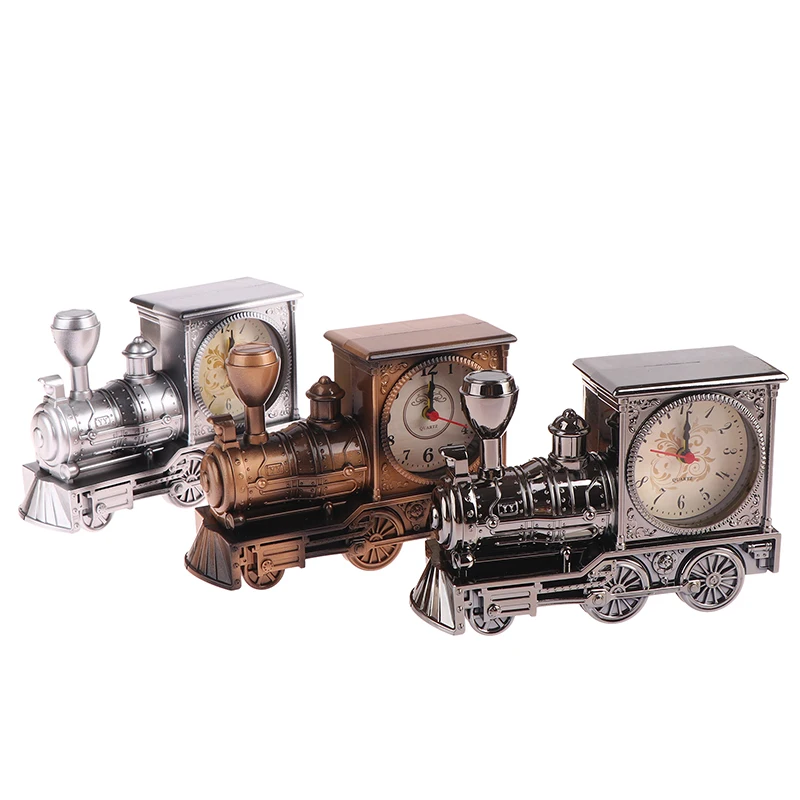

Creative Locomotive Train Alarm Clock Antique Engine Design Plastic Locomotive Alarm Clock Table Desk Decor Ornaments