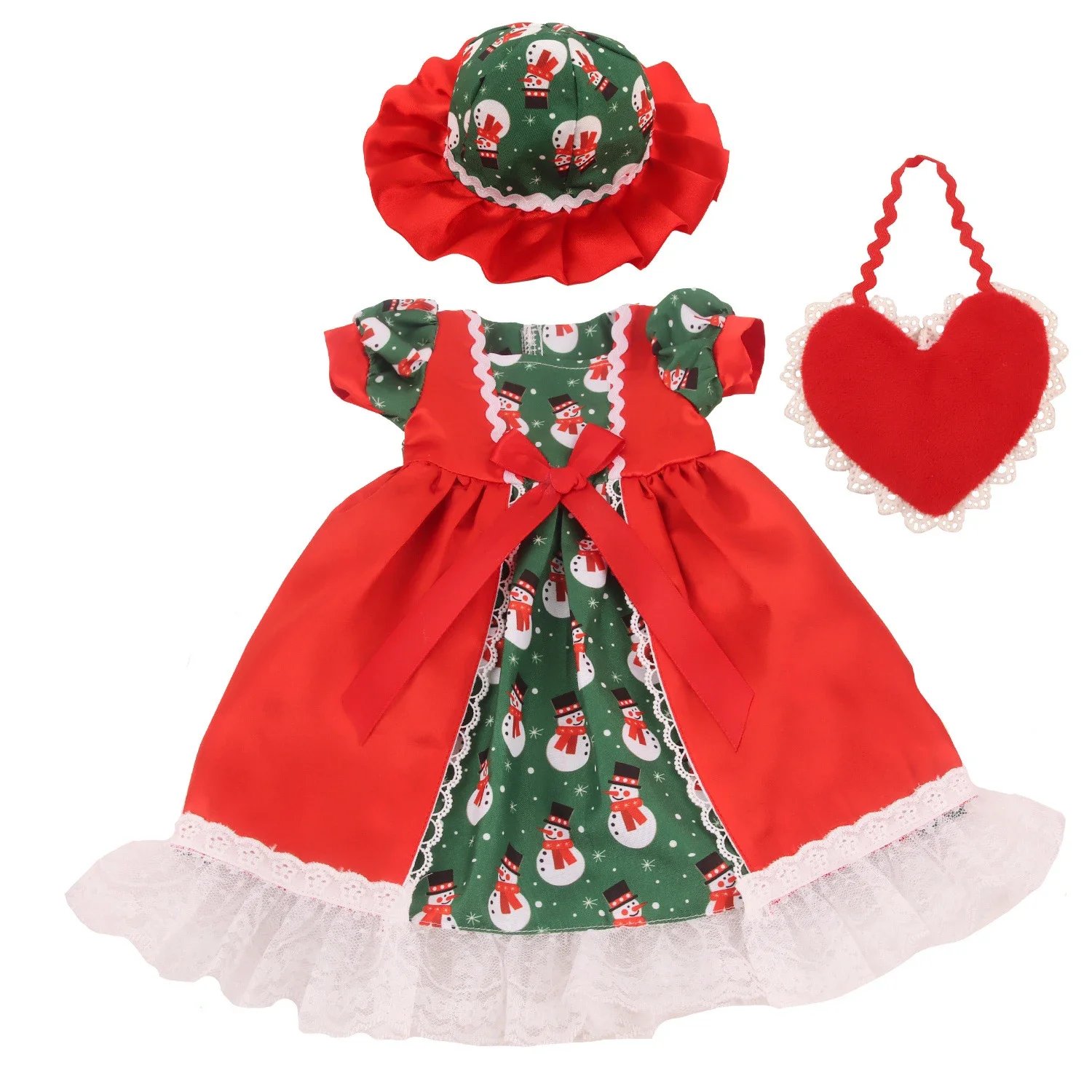 

Christmas Gifts Doll Clothes Accessory fit 17-18inch American Girl 43cm Rebirth Doll Skirt/Hat/Bag Dress Up Set