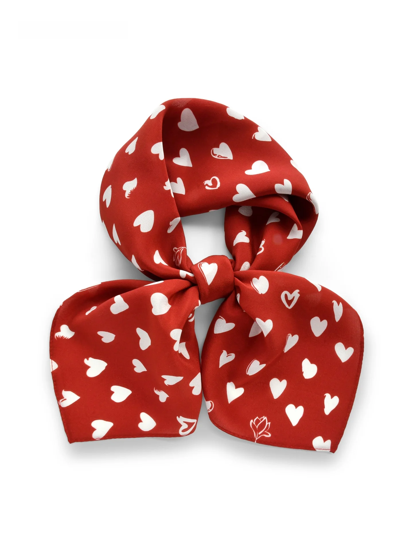 レッドハートシルクスカーフギフトボックスマルベリーシルク小さな正方形ショール装飾ネクタイ女性のフェスティバル誕生日ギフト