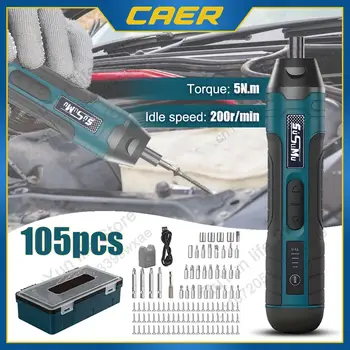Mini elektrisk sladdlös skruvmejsel med 105 st tillbehör 3,6 V laddningsbar 5 Nm justerbart vridmoment reparationssats för hemmaprojekt 10 best sales 5nm torque - №9