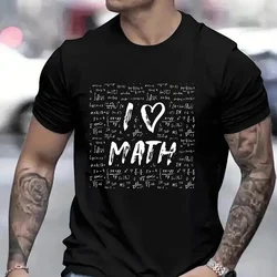 I Love Math Formula Men's T-shirts Street Wear Clothes Short Sleeve Funny Design Y2k Tops Sportwear Casual Vintage Classic Tees