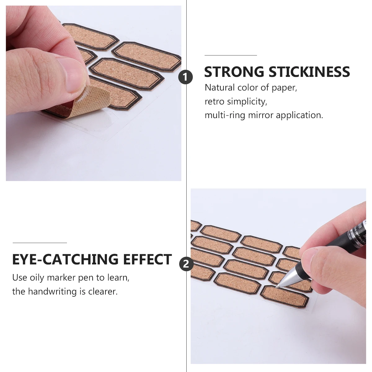 قطعتان من ملصقات الملصقات الخشبية من كرافت، علامات هدايا ذاتية اللصق فارغة لتخزين صندوق الزجاجات المكتبية والمدرسة #2