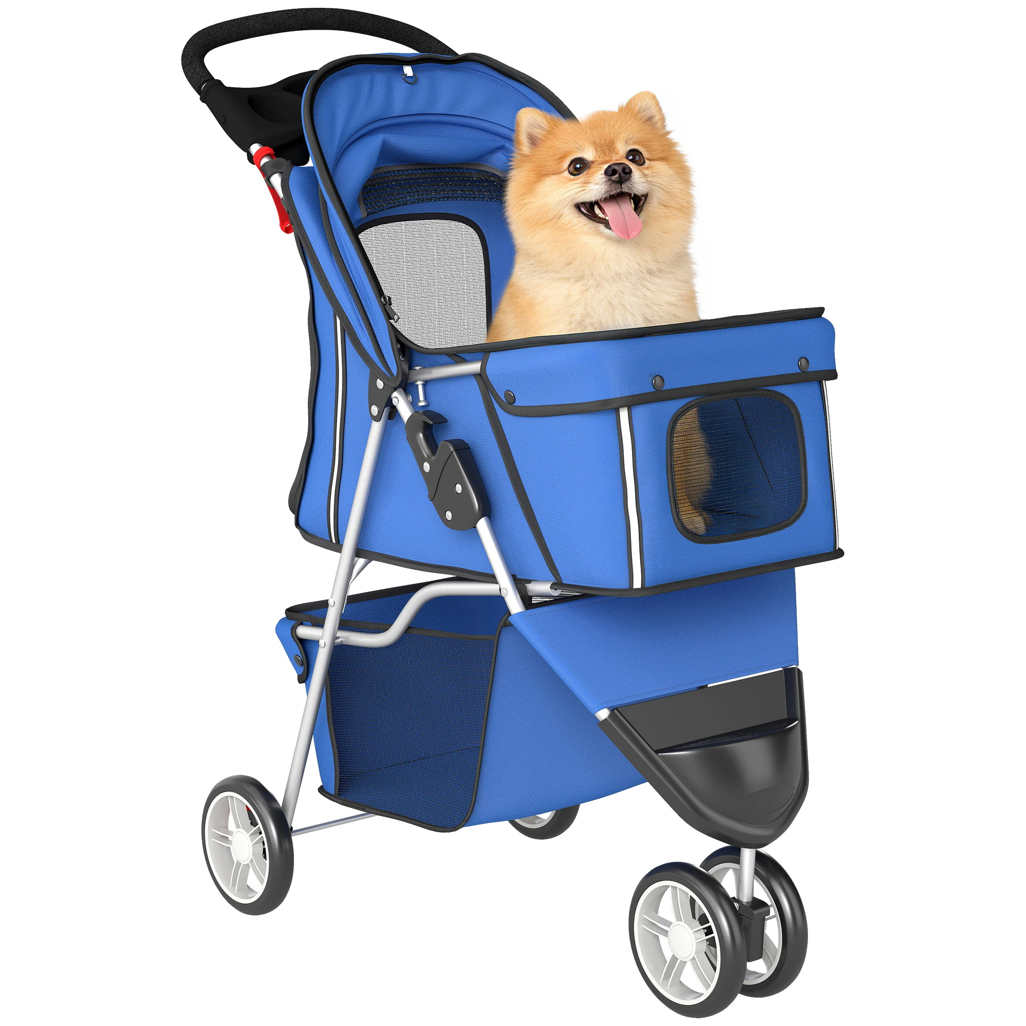 PawHut Hundewagen Faltbar Hundebuggy bis 10kg mit Aufbewahrungskorb, Kissen