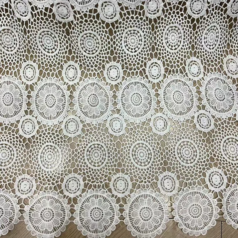 

New Milk Silk Large Circle African Lace Fabric Full Width Water-Soluble Lace Trim Fabric for Wedding Dresses and Garments