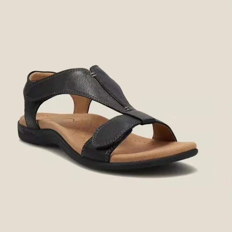 New European and American Flat Arched Velcro Casual Beach Oversized Sandals