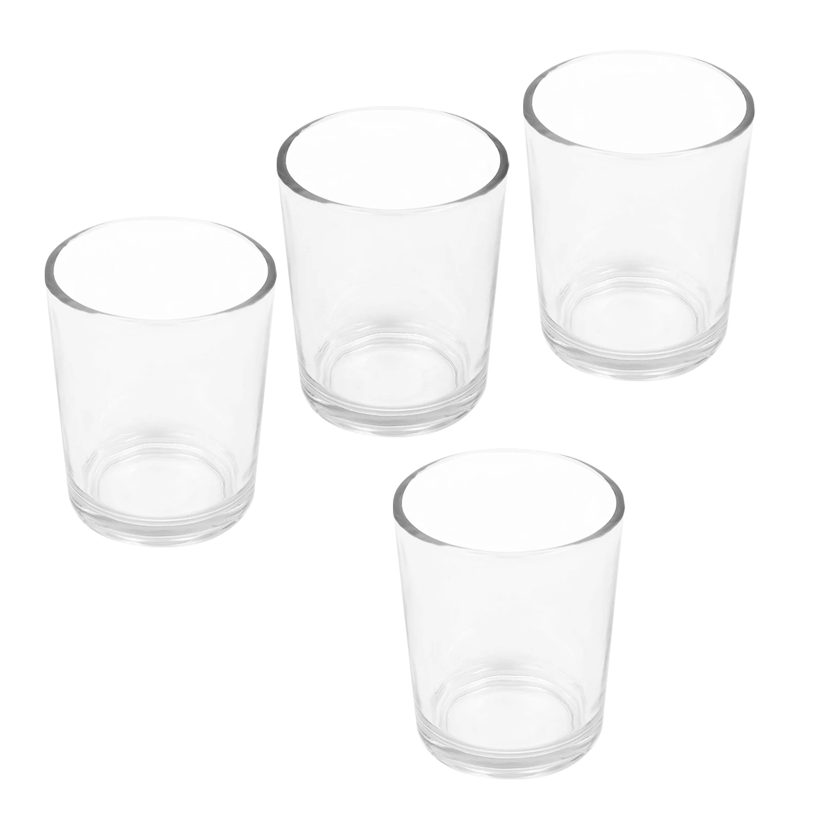 

4Pcs Glass Transparent Cup Holder Simple Style for Home Wedding Decor Desktop Votive Tea Light Container