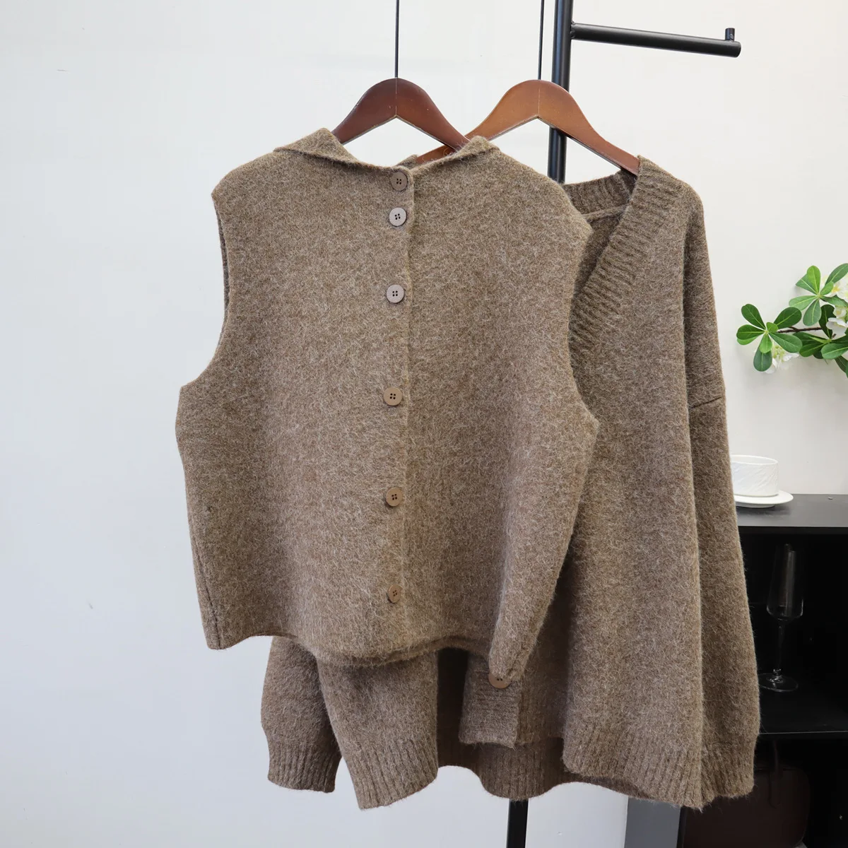 

Женские комплекты из двух предметов: кардиганы, свитеры, жилеты с капюшоном, куртки, пальто с длинными рукавами, джемперы, уличная одежда Y2K, элегантные вязаные изделия для осени и зимы