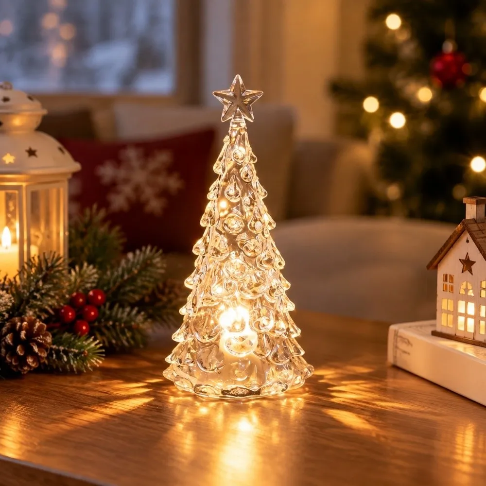Luminous Christmas Tree Lamp Glowing Transparent Christmas Tree Night Light Atmosphere LED Xms Eve Candle Lights Bedroom Decor