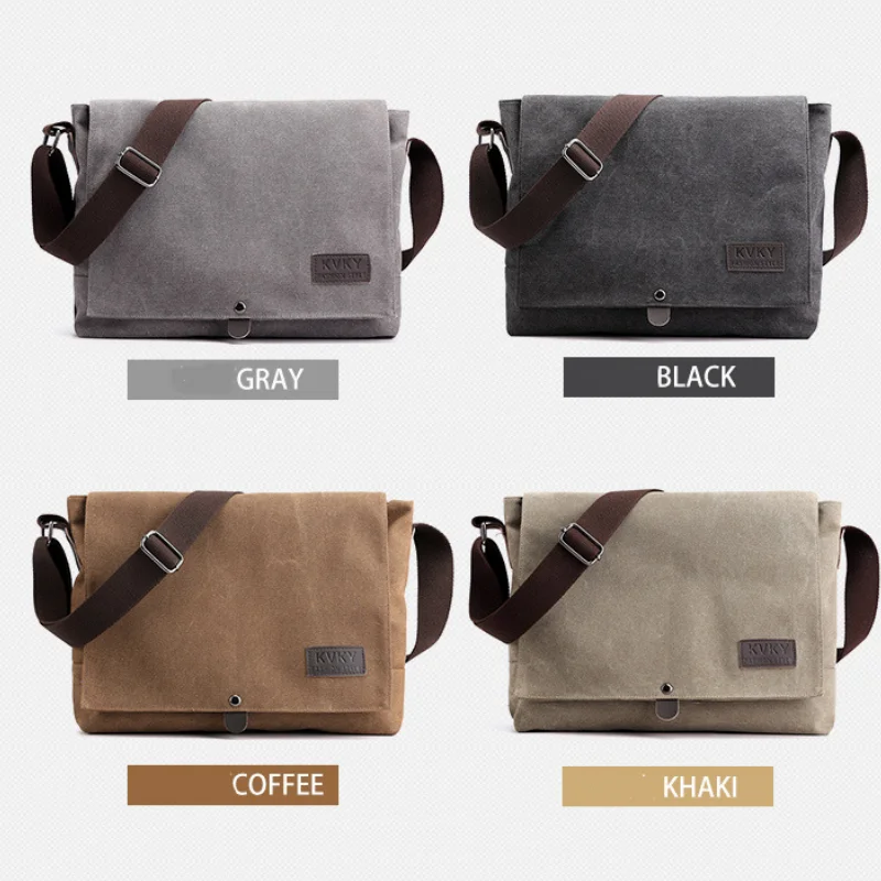 2024 Men Bags Male Canvas Shoulder Bags Unisex Crossbody Messenger Bags Large Retro Satchels for Travel Envelope Briefcase Tote