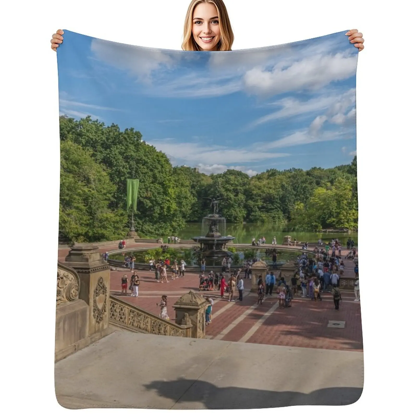 Day at Bethesda Terrace Throw Blanket Luxury Plaid on the sofa valentine gift ideas Soft Beds Designers Luxury Throw Blankets
