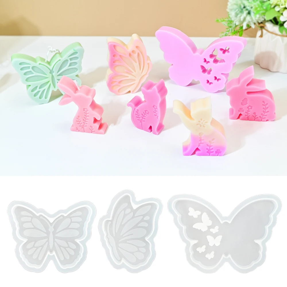 S0166 Moule en silicone 3D Papillon pour bougies, savons, résine époxy, ornements et artisanat
