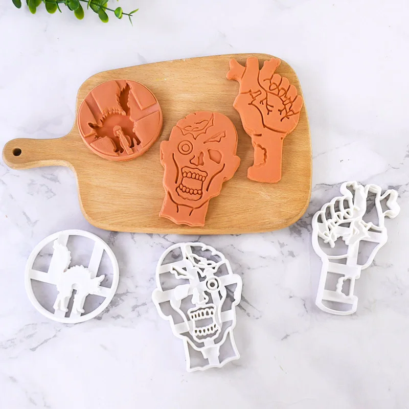 Creative Halloween Cookie Mold Skull head Human Organs Cookie Cutter set Halloween Ghost Festival DIY Cookie Stamp Baking Tools