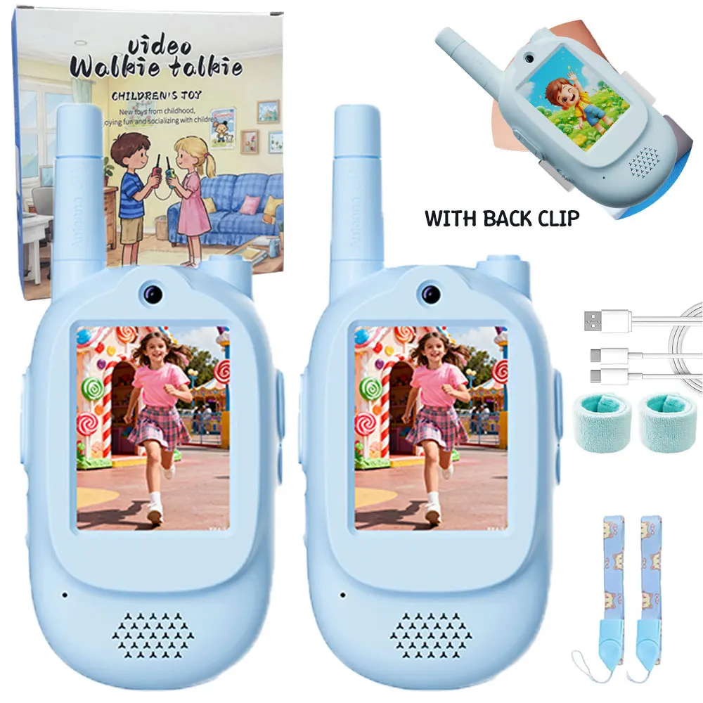 

2 PCS Video Walkie Talkies for Children's Rechargeable Toddler Toys for Indoor Camping Travel Birthday Gfits for Kids Ages 3-12