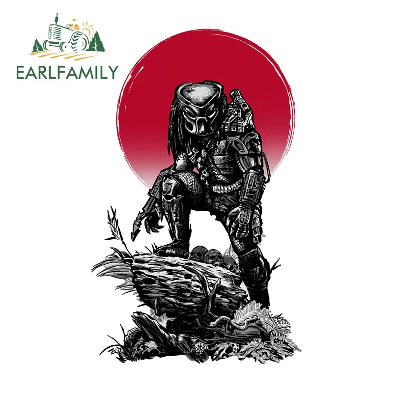 EARLFAMILY 13cm x 8.1cm Predator Funny Cartoon Car Sticker Refrigerator Creative Auto Decal Windows Anime Interesting Graphics