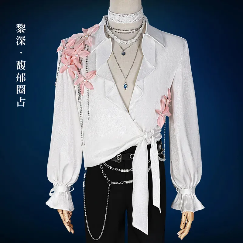 

Костюм для косплея Love and Deepspace Zayne Caleb Rafayel, белая рубашка с цветком, ожерелье, цепочка для мужчин и женщин, Bpys Halloween