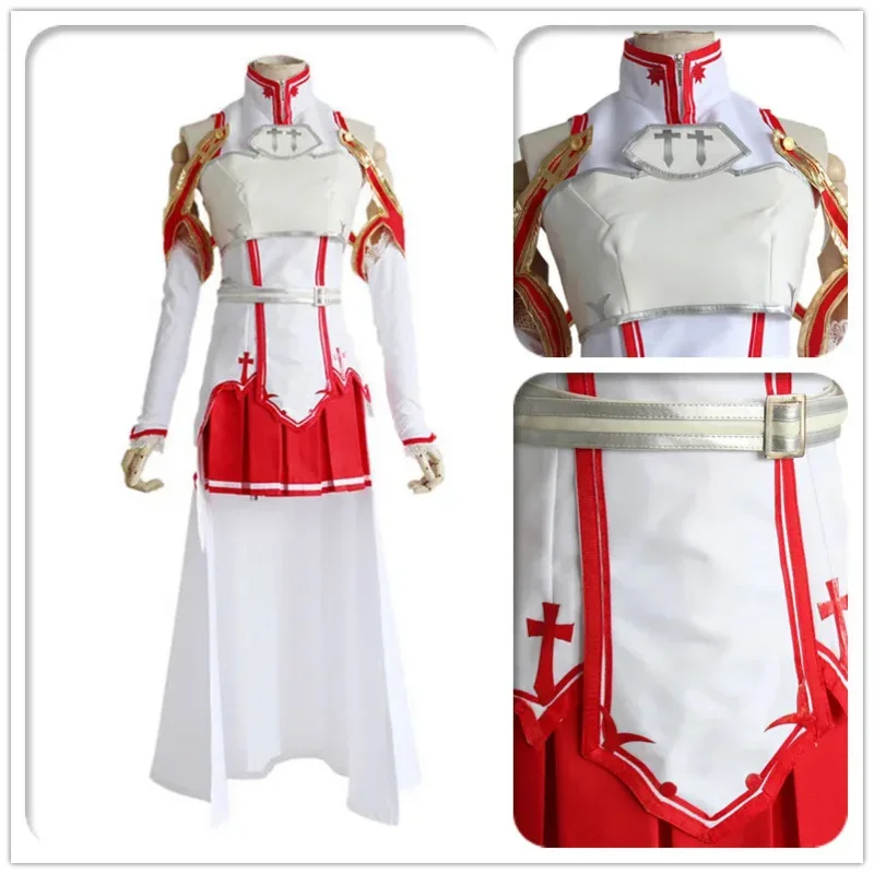 Anime sword art on-line asuna yuuki dressed cosplay uniform costumes for Halloween are your battle suit SAO women Full Set wig