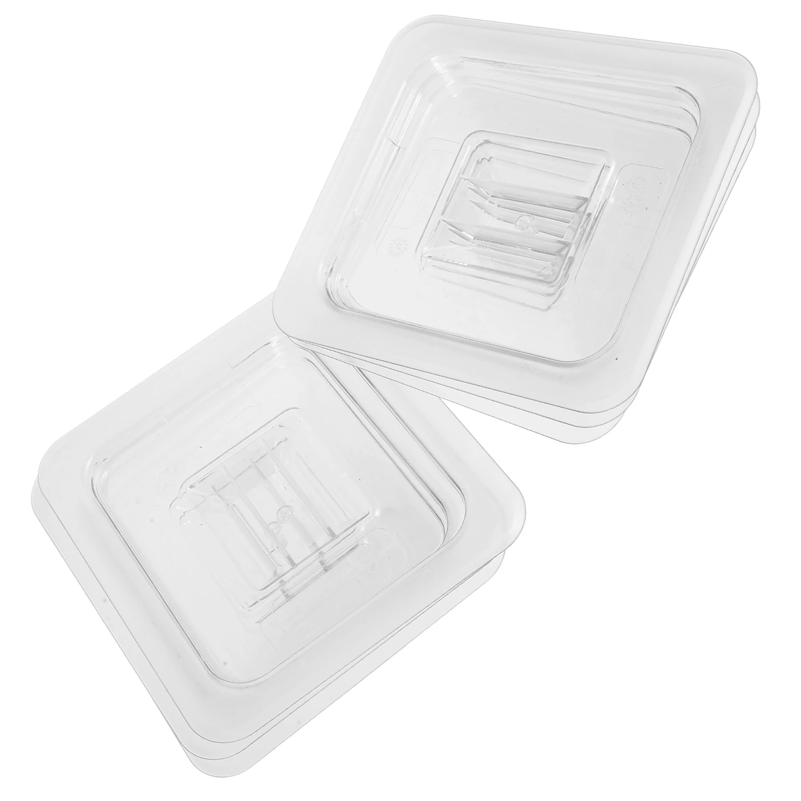 

6pcs 1/6 Size Plastic Food Pan Lid Clear With Handle Reusable Transparent For Restaurant Hotel Serving Cover Kitchen Barware