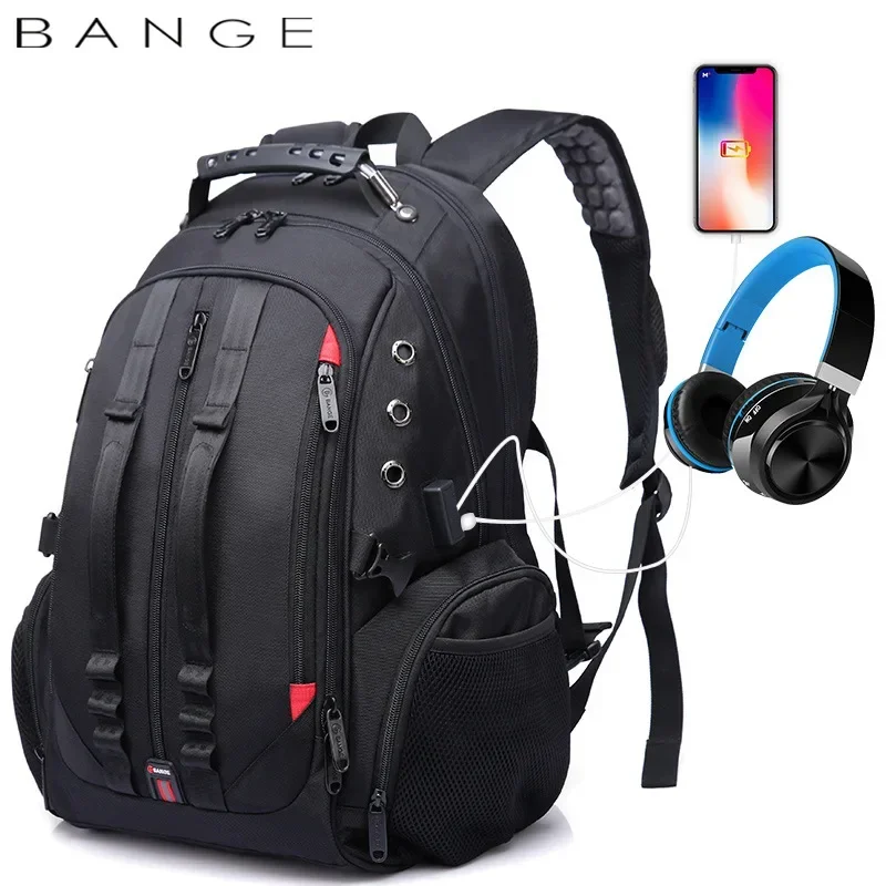 New student backpack waterproof men\'s travel schoolbag earplug hole charging outdoor large capacity backpack