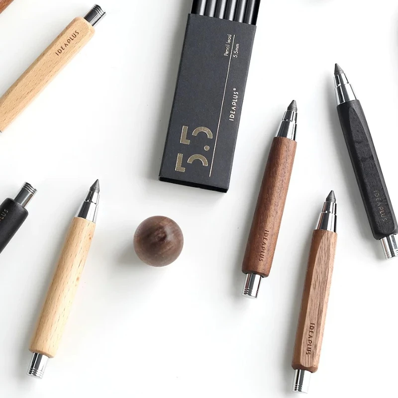 Small Fat Log 5.5 5.6mm Automatic Pencil Office Retro Architectural Design Drawing Sketching Walnut Mechanical Pencil