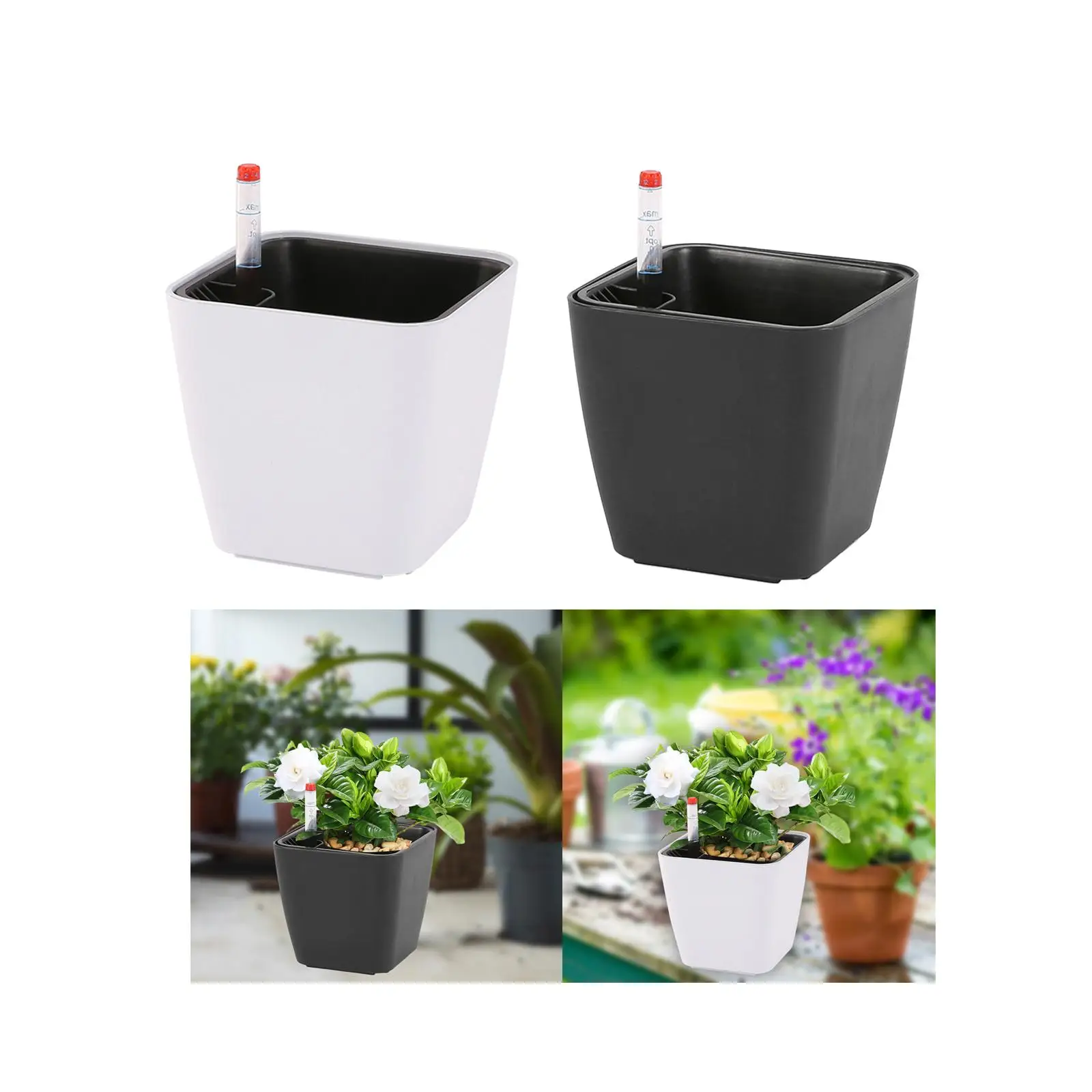 Self Watering Planter with Water Level Indicator Versatile Decorative Flower Pot 5.1inch Tall for Bedroom Kitchen Accessories