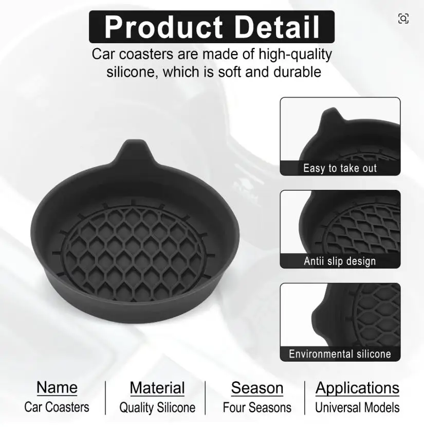 2/4pcs Car Cup Holder Coaster Silicone Cup Holder Insert Universal Non-Slip Cup Holders Car Accessories Interior Silent Cup Pad