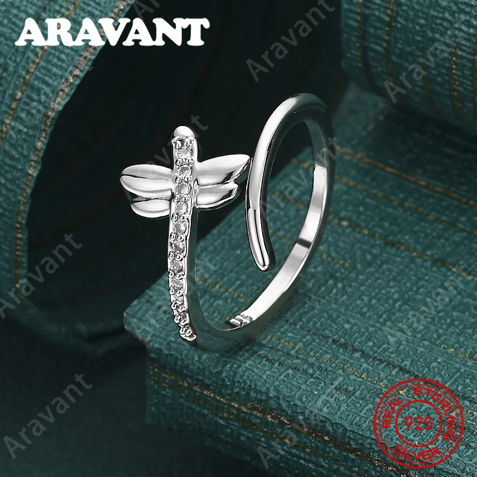 Offener Ring aus 925er-Sterlingsilber mit Libellen-Zirkonia – ein einzigartiges und vielseitiges Schmuckstück für Frauen, perfekt für jeden Anlass.