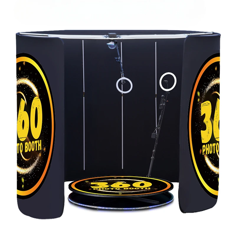 

#Newest Fashion Curve Overhead 360 Photo Booth With Enclosure Backdrop all-in-one Top Spinner Photo Booth Sky 360