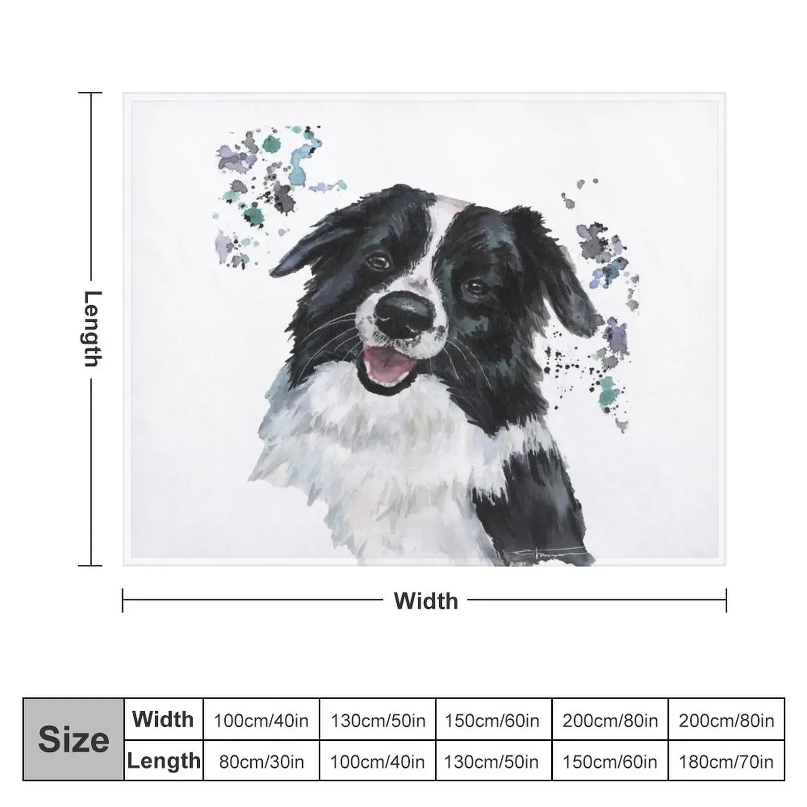 Watercolour Border Collie Throw Blanket Luxury Designer Shaggy cosplay anime Blankets